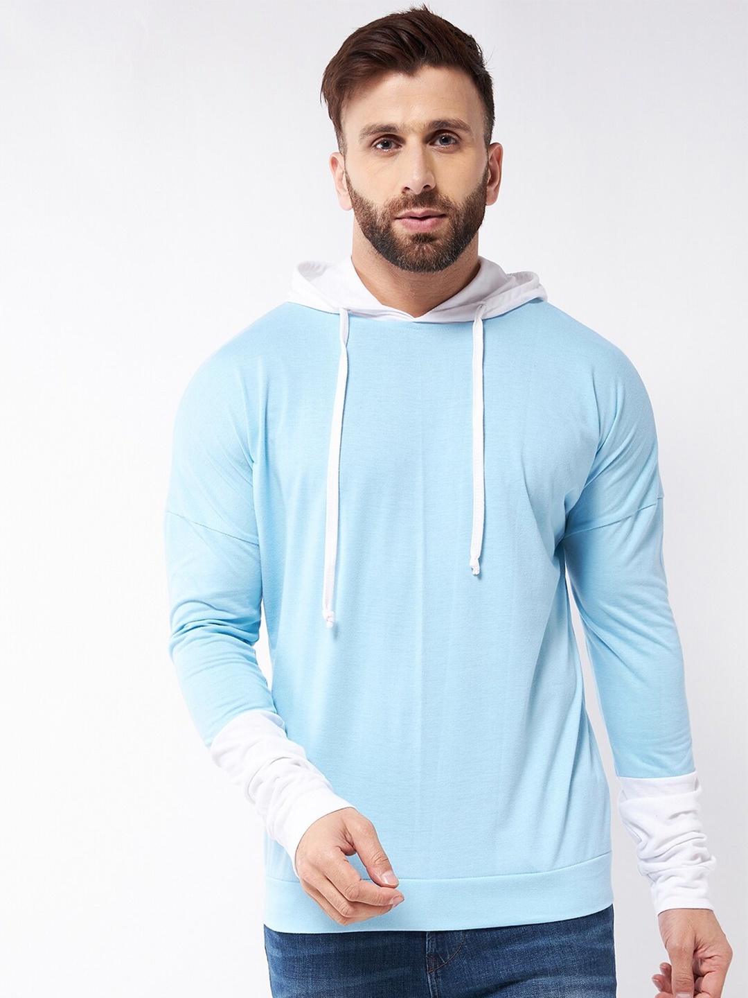 

GRITSTONES Men Blue Colourblocked Hooded T-shirt
