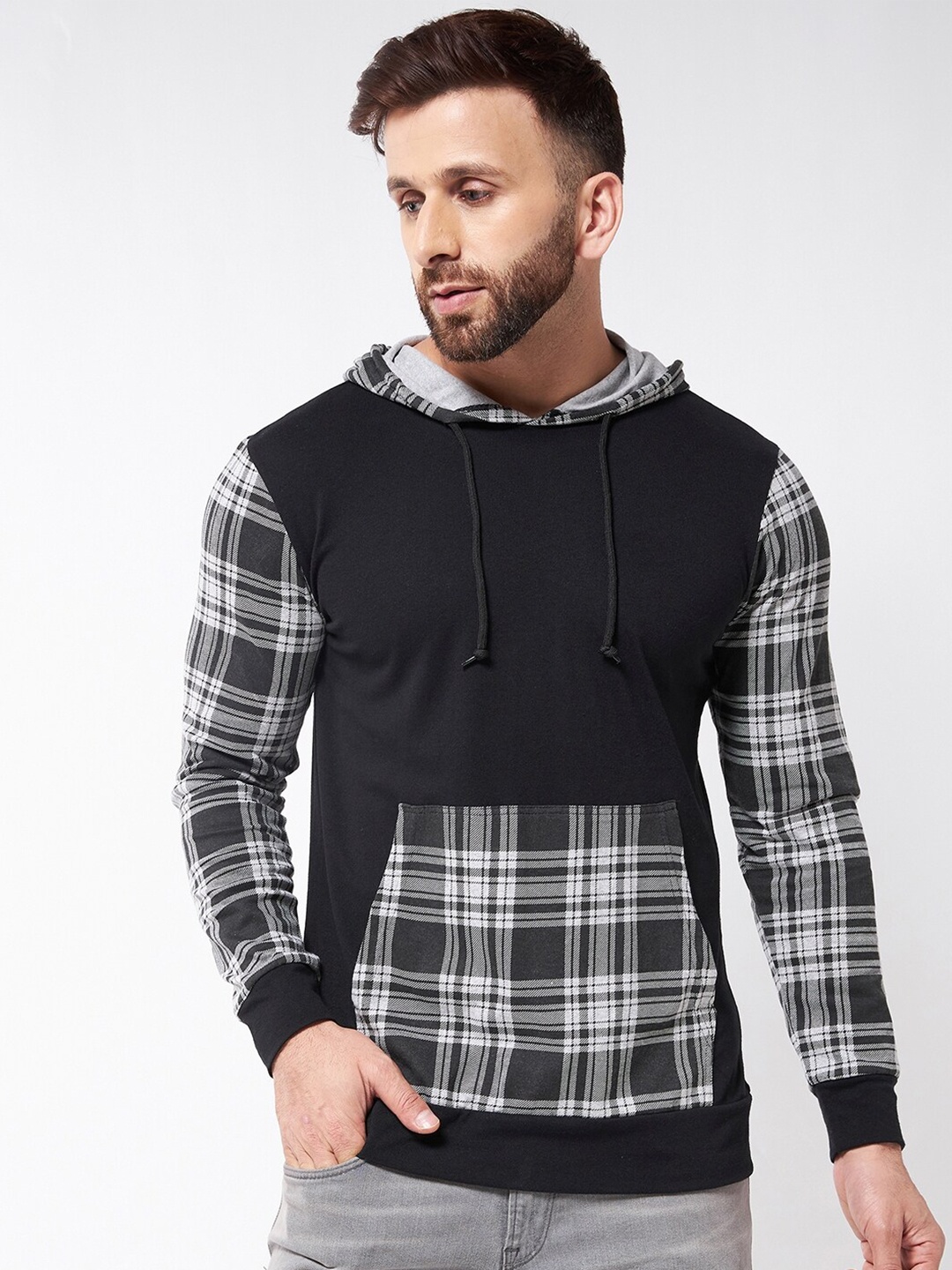 

GRITSTONES Men Grey Checked T-shirt