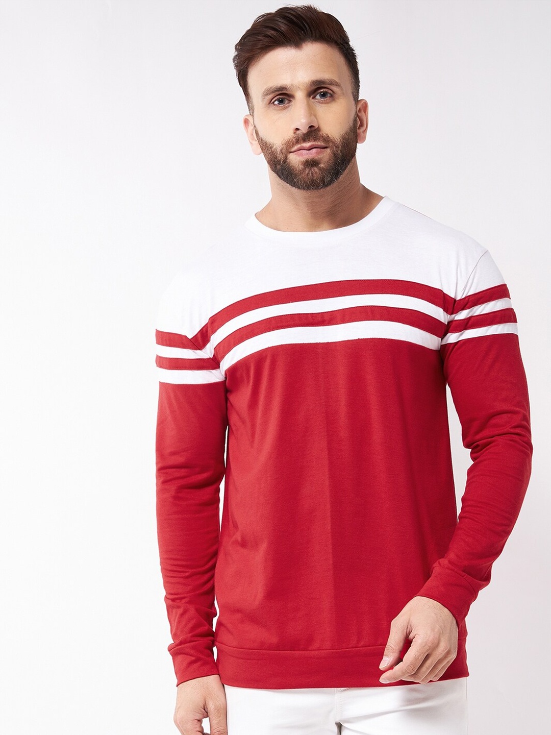 

GRITSTONES Men White Colourblocked Cotton T-shirt