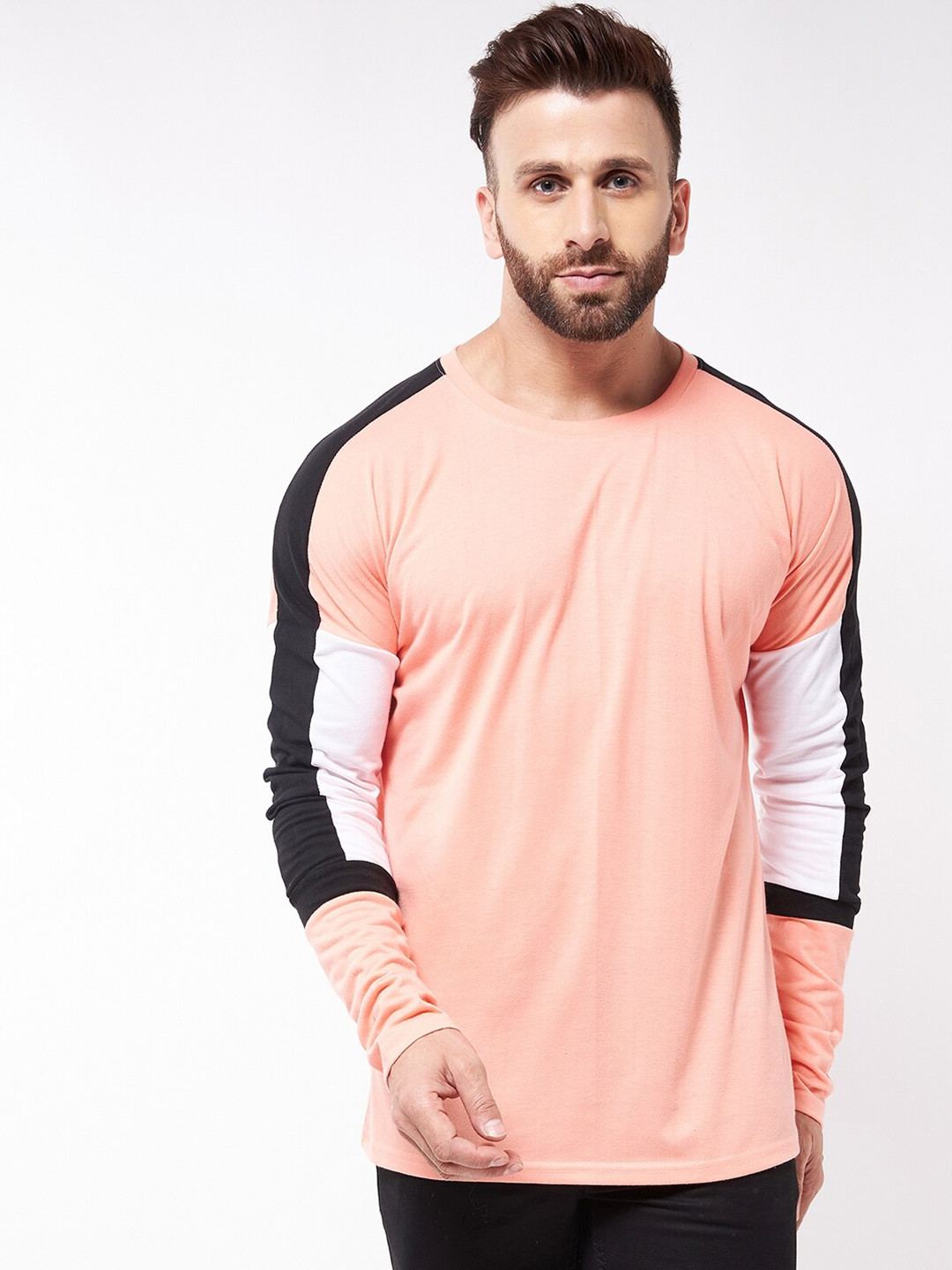 

GRITSTONES Men Coral Colourblocked T-shirt