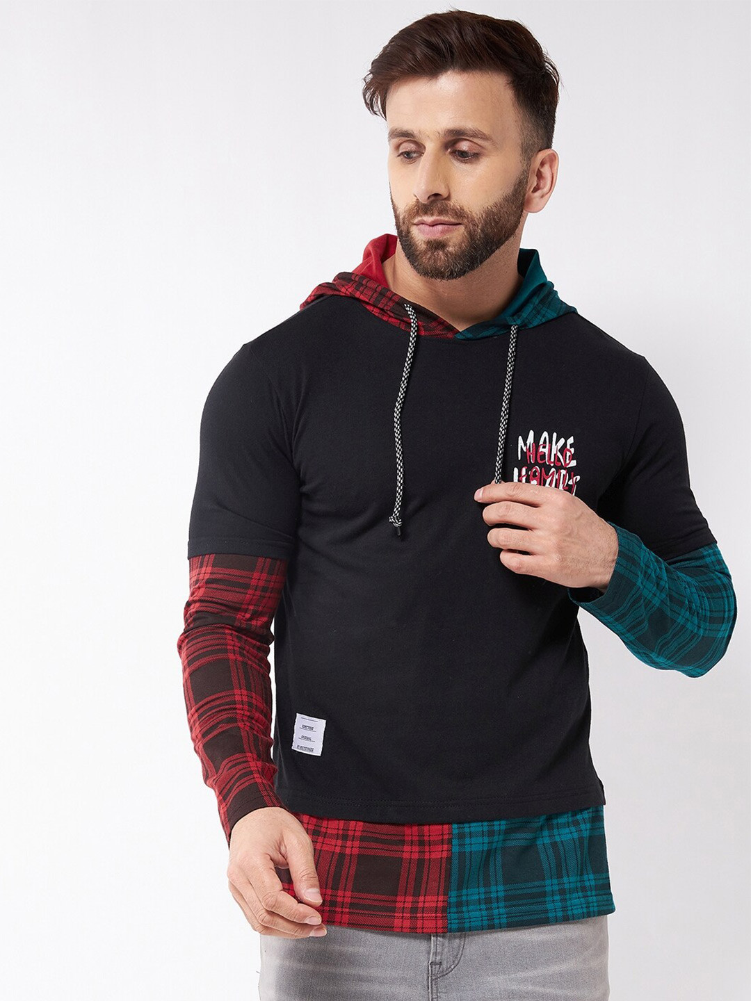 

GRITSTONES Men Black Checked T-shirt