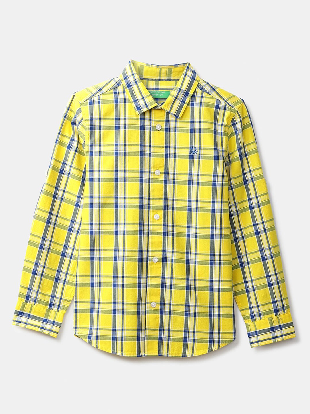 

United Colors of Benetton Boys Yellow & Blue Checked Cotton Casual Shirt