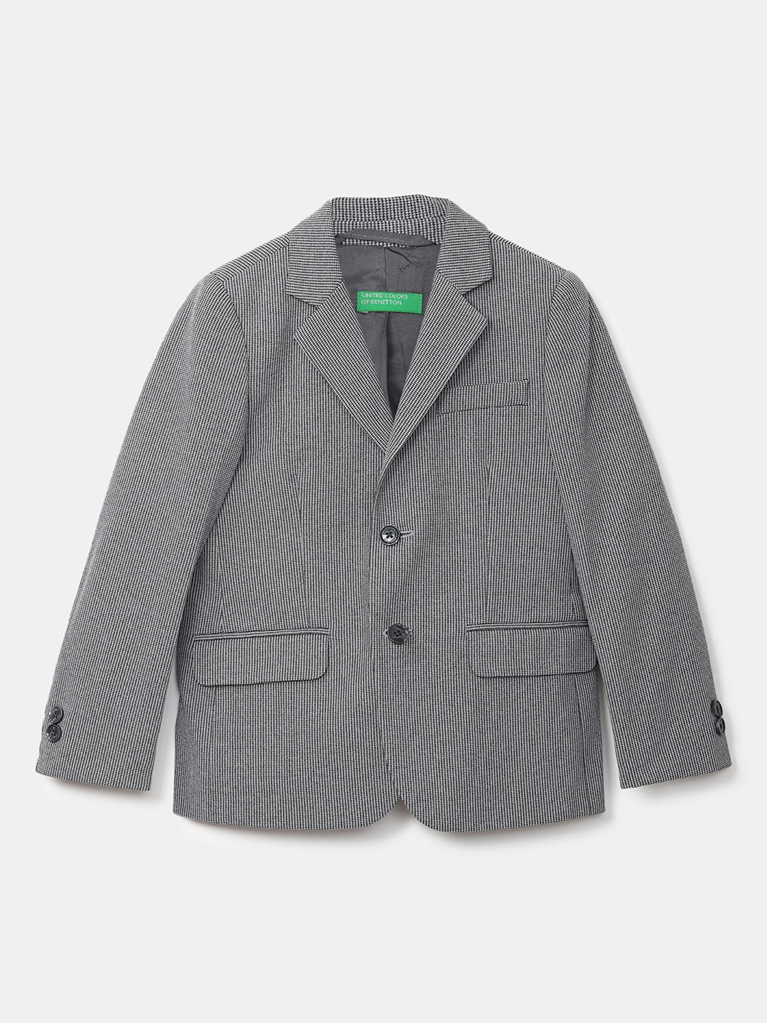 

United Colors of Benetton Boys Grey Self Design Single-Breasted Blazers