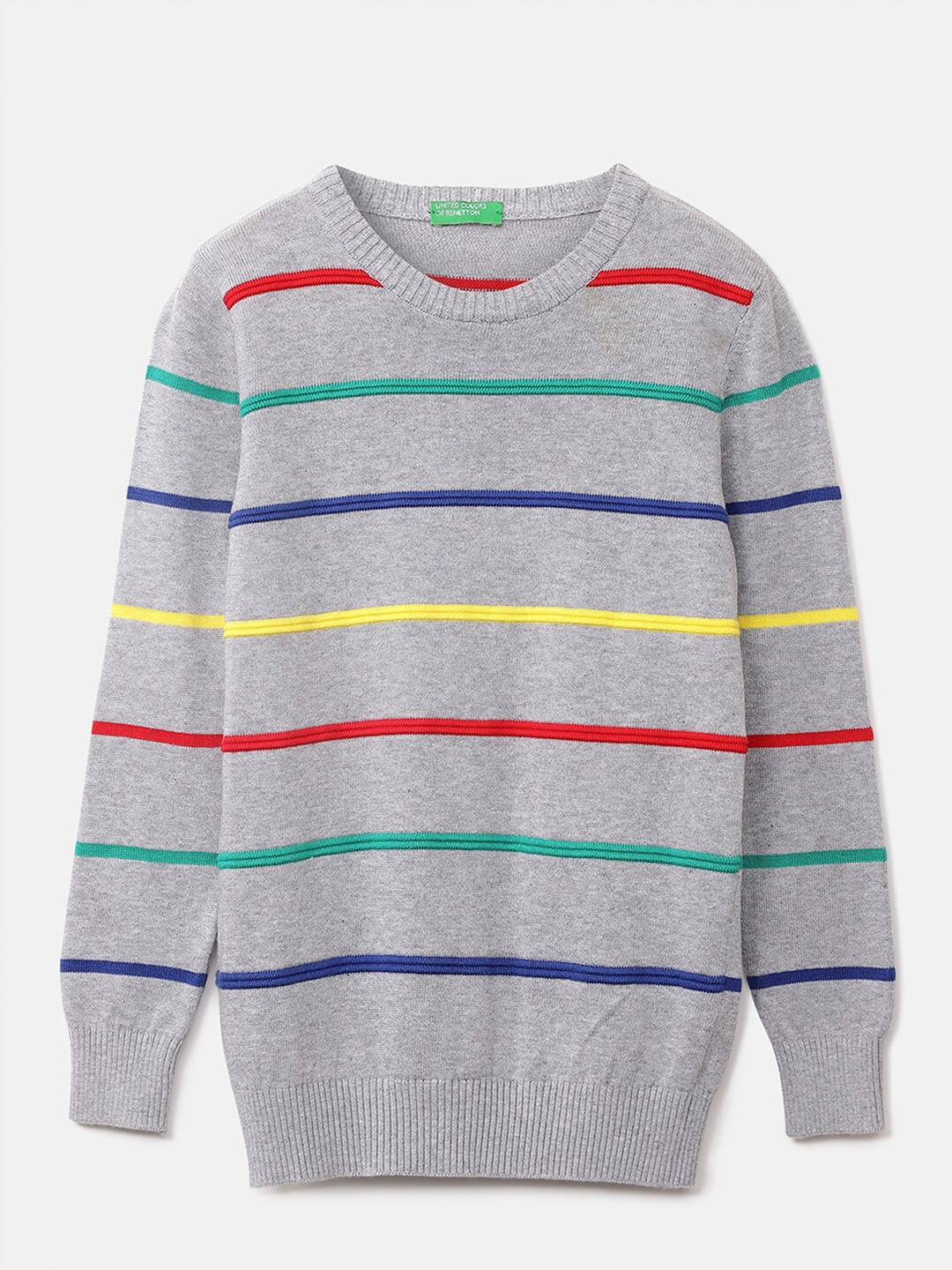 

United Colors of Benetton Boys Grey & Blue Striped Pullover