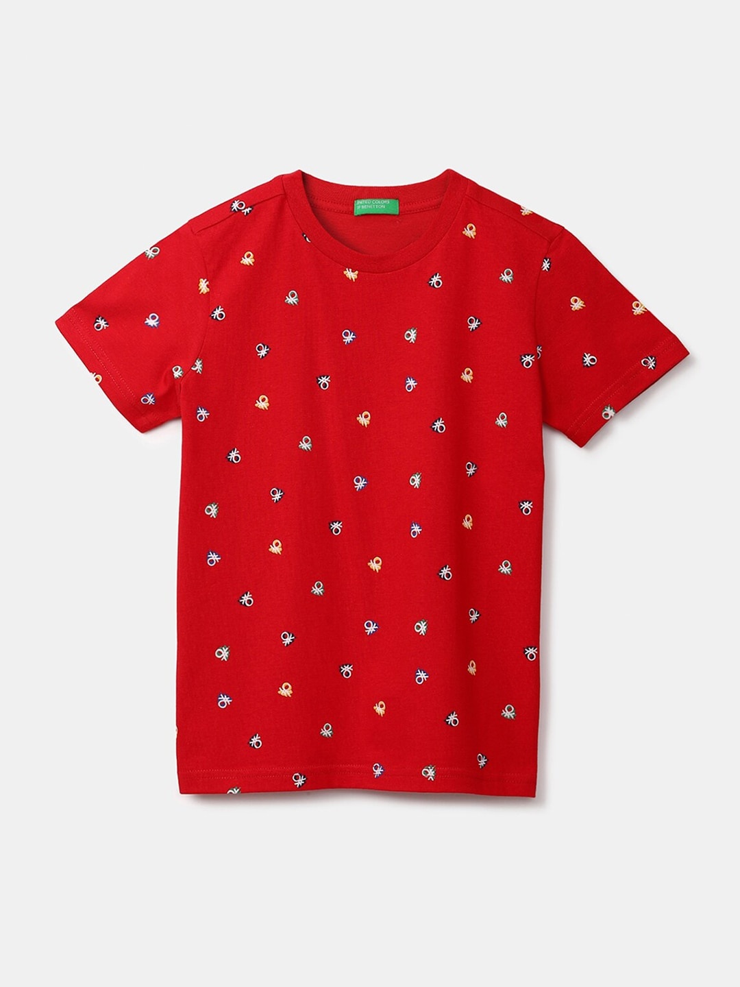 

United Colors of Benetton Boys Red Printed Cotton T-shirt