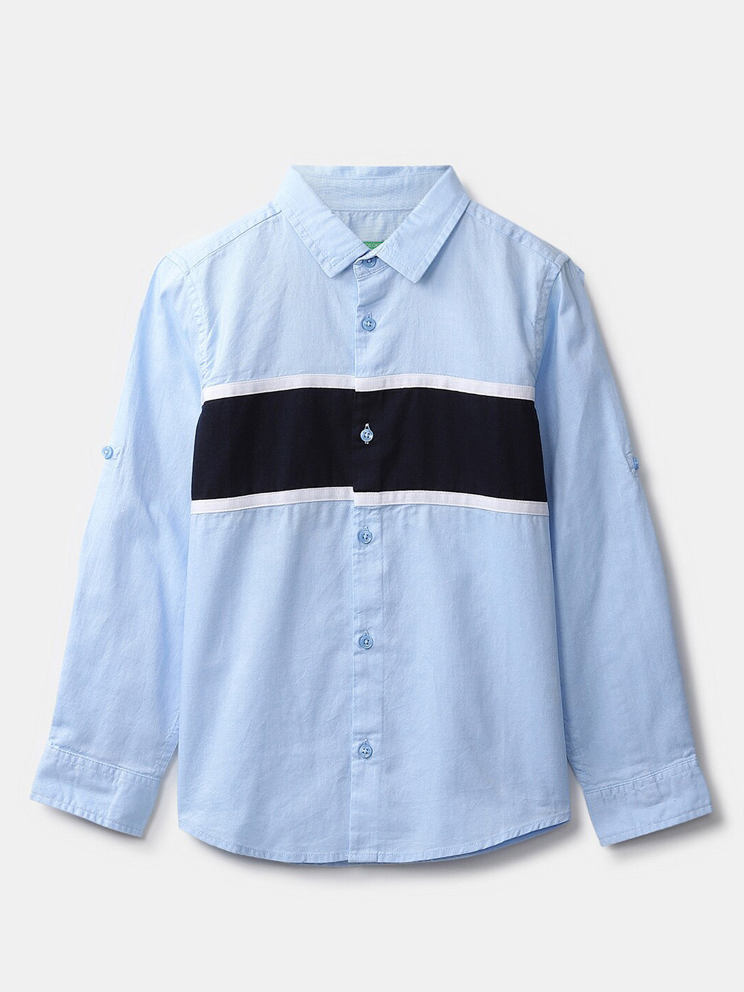 

United Colors of Benetton Boys Blue Colourblocked Cotton Casual Shirt