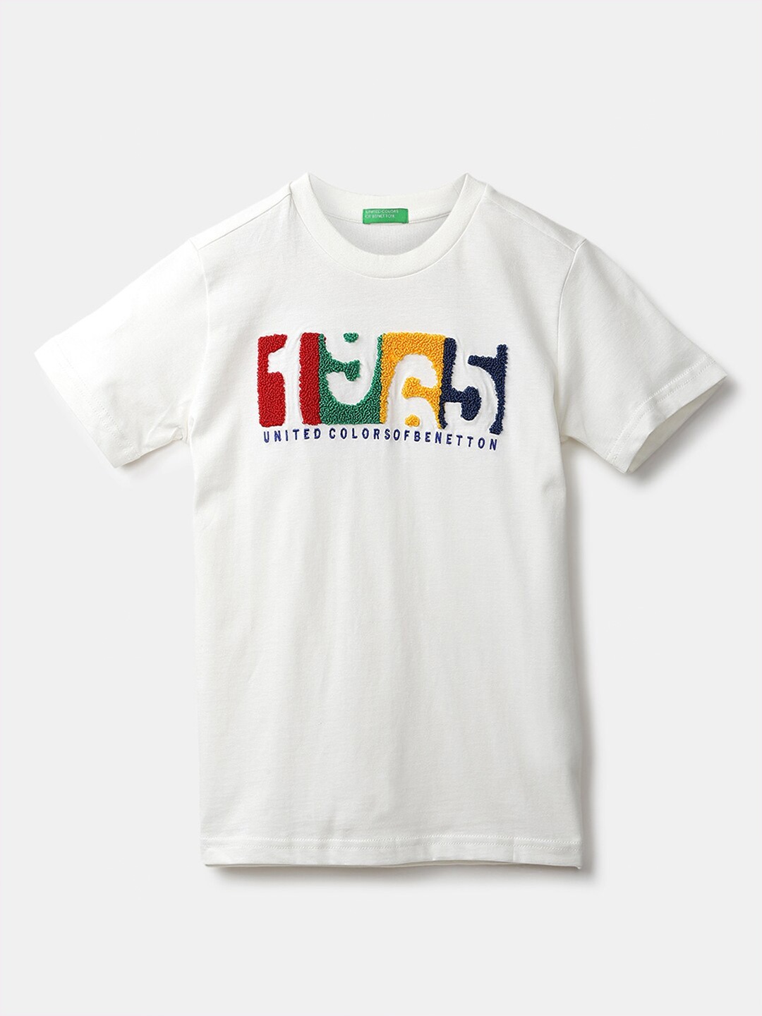 

United Colors of Benetton Boys White Printed Cotton T-shirt