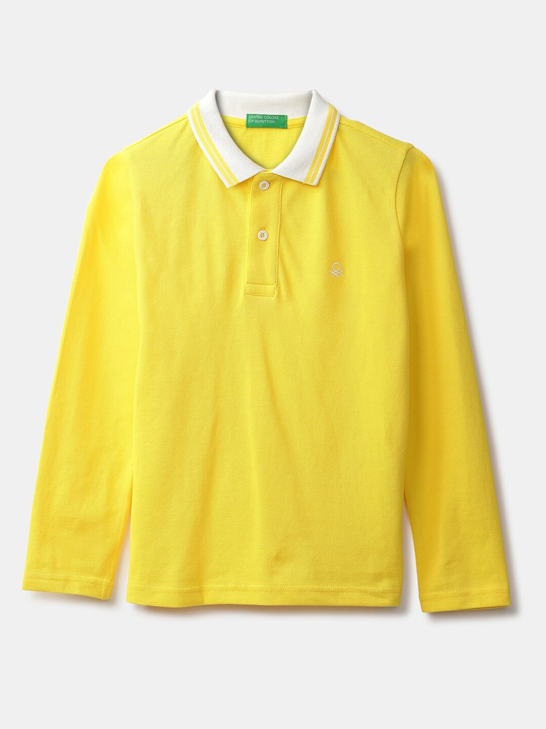 

United Colors of Benetton Boys Yellow Solid Cotton Polo Collar T-shirt