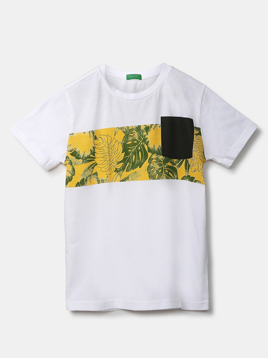 

United Colors of Benetton Boys White Printed Cotton T-shirt