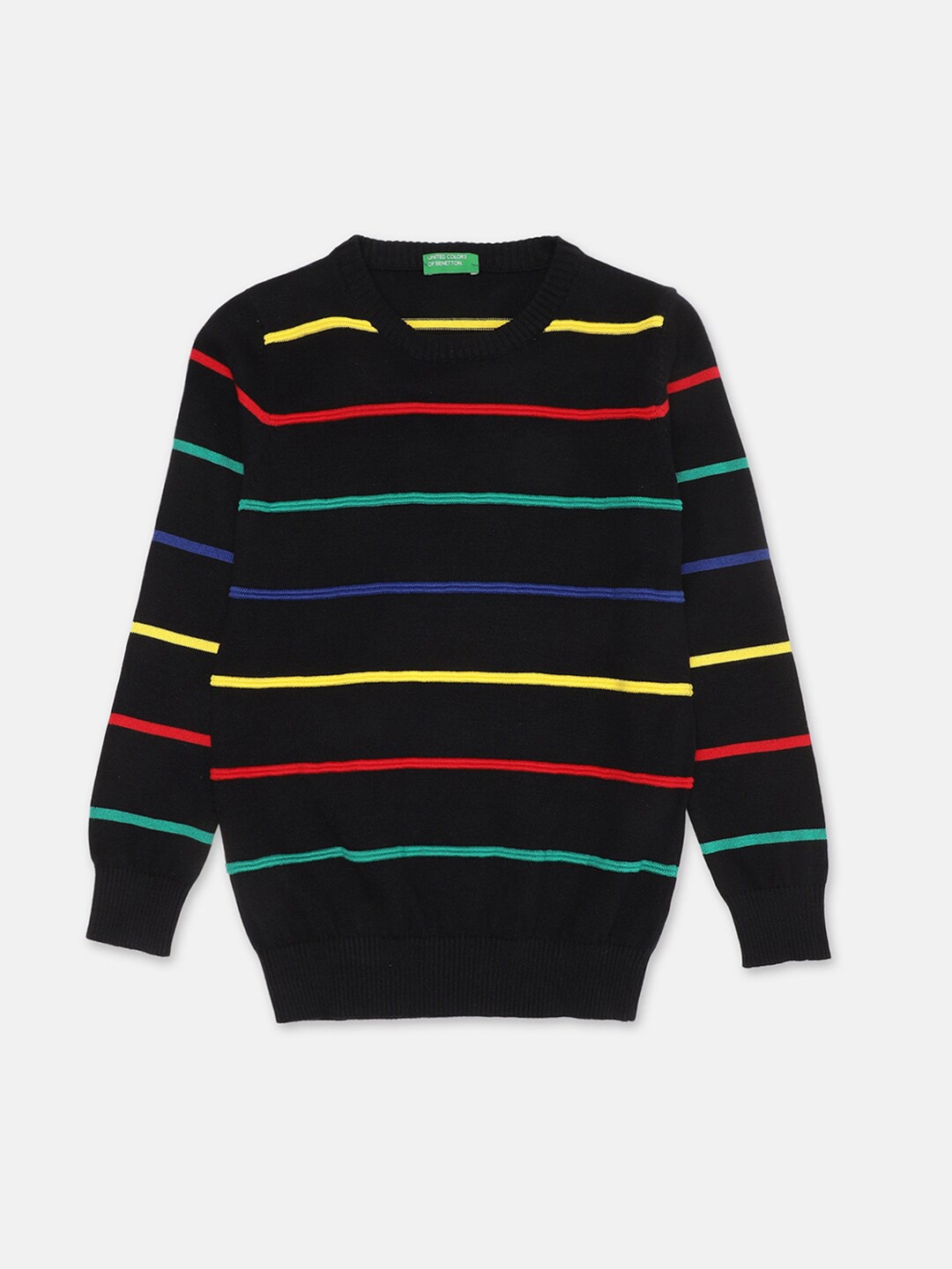 

United Colors of Benetton Boys Black & Red Striped Pullover