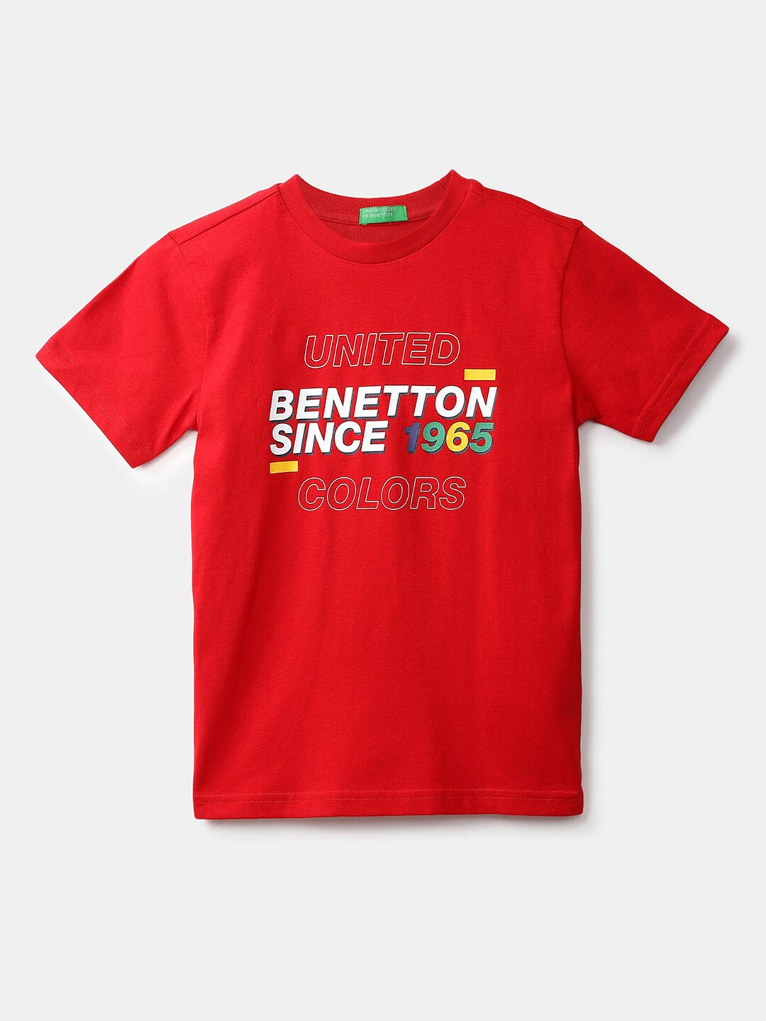 

United Colors of Benetton Boys Red Typography Printed T-shirt