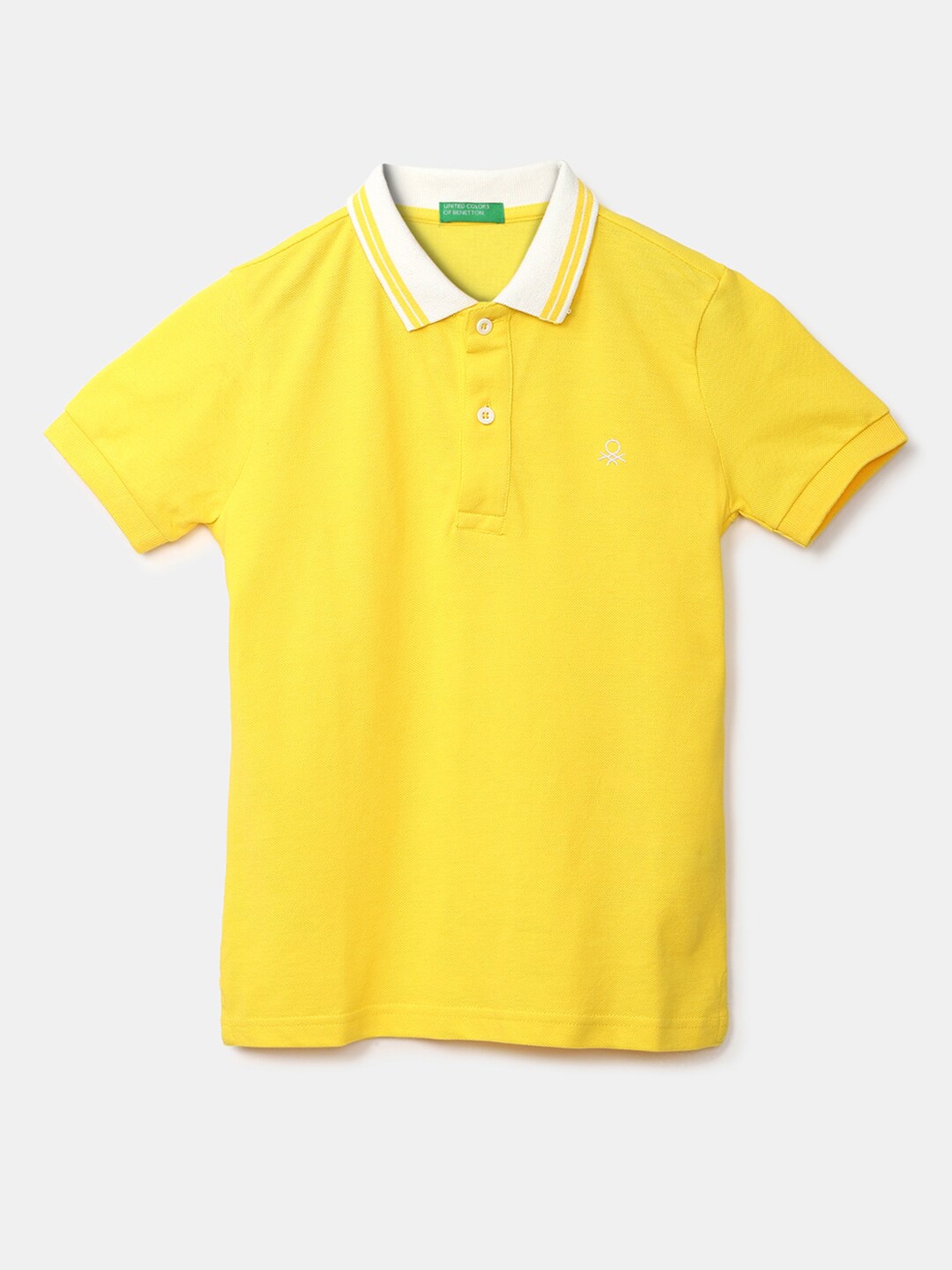 

United Colors of Benetton Boys Yellow Cotton Polo Collar T-shirt