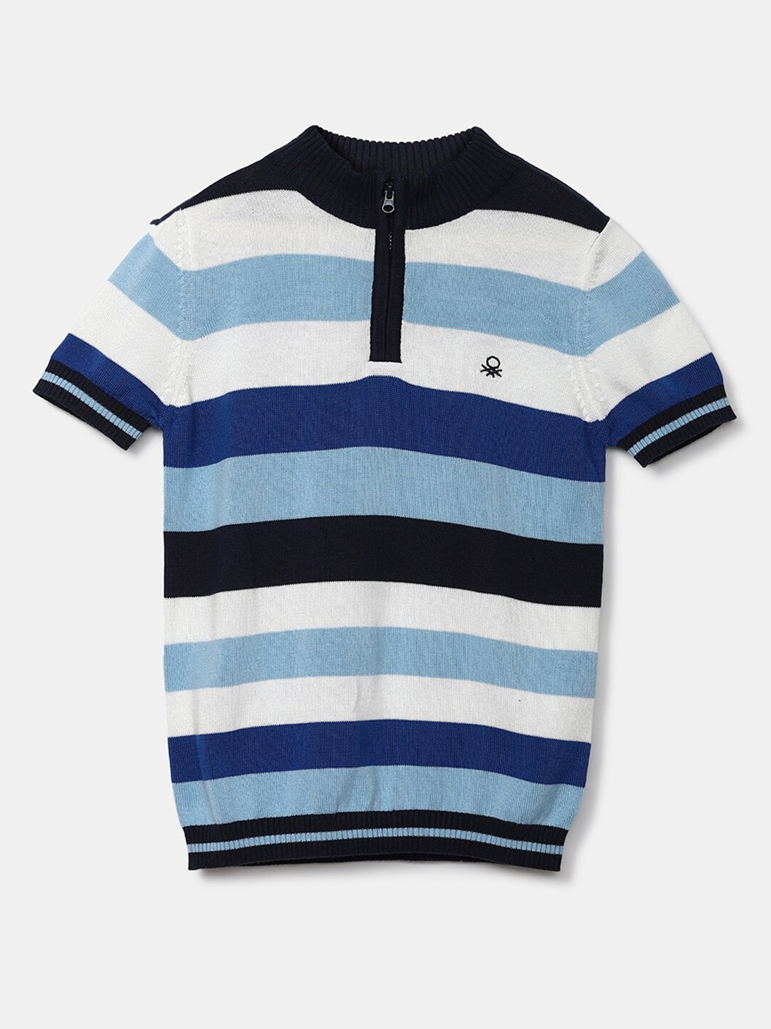 

United Colors of Benetton Boys Blue & White Striped Pullover