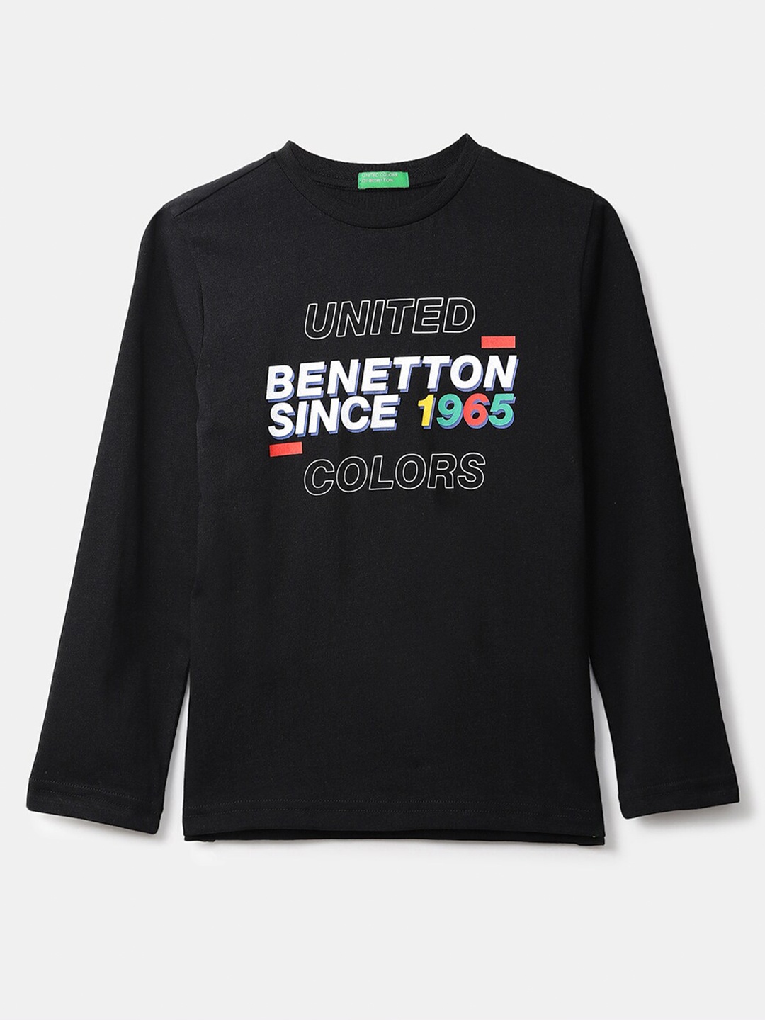 

United Colors of Benetton Boys Black Typography Printed T-shirt