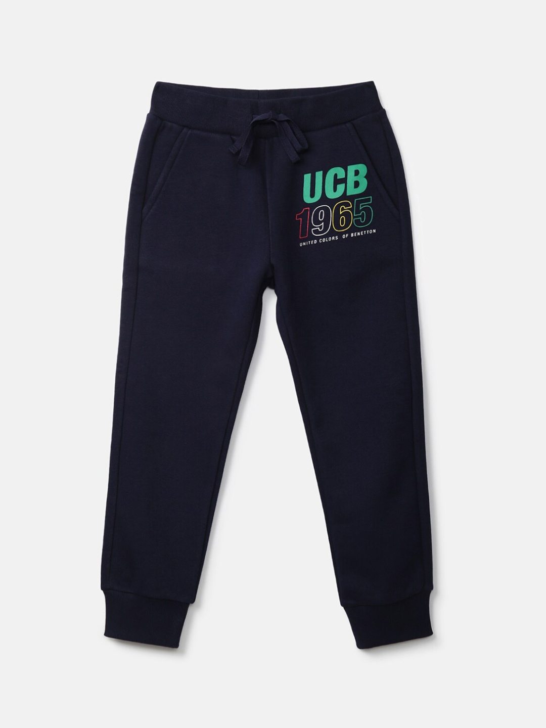 

United Colors of Benetton Boys Navy Blue Cotton Printed Joggers