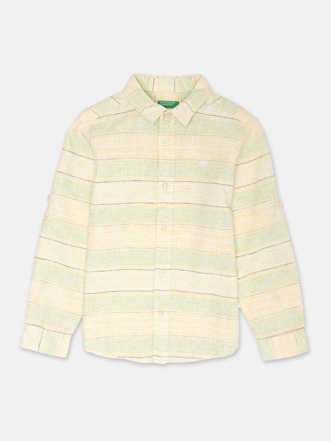 

United Colors of Benetton Boys Yellow Horizontal Striped Casual Shirt