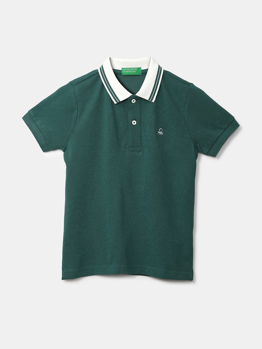 

United Colors of Benetton Boys Green Polo Collar T-shirt