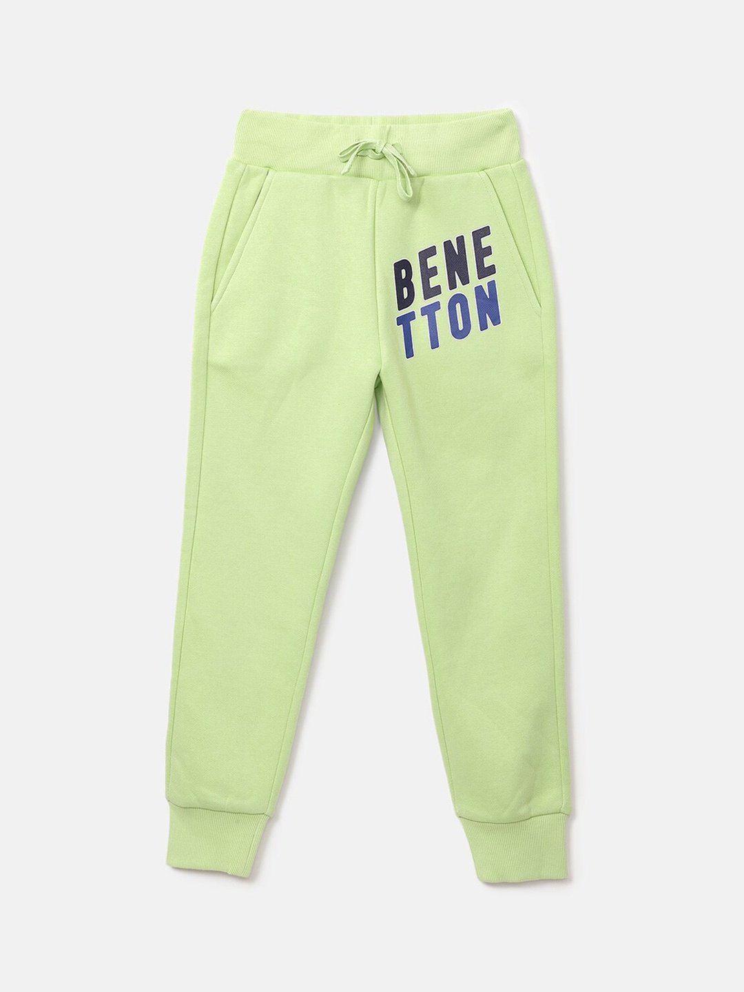 

United Colors of Benetton Boys Logo Printed Cotton Joggers, Green