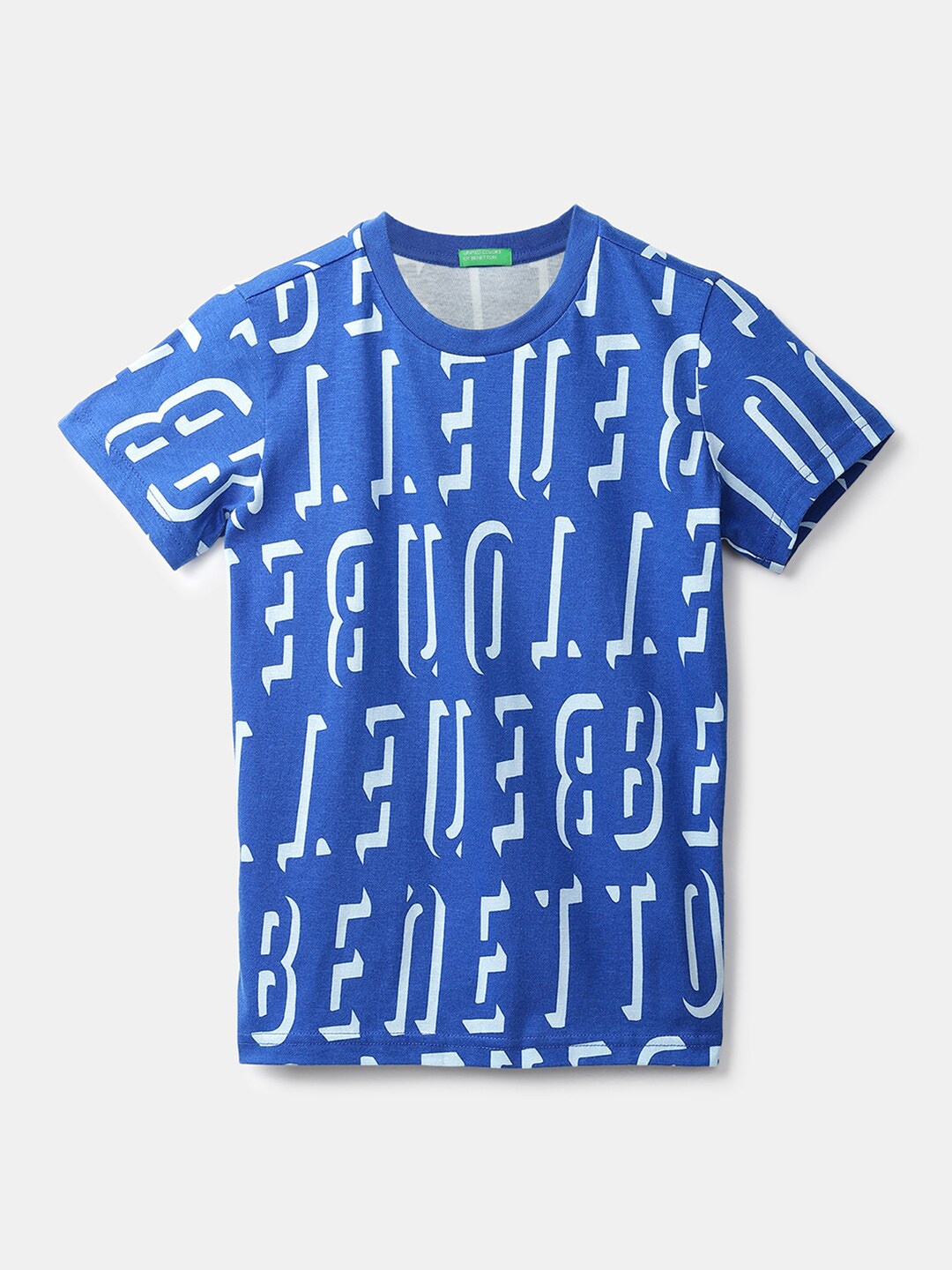 

United Colors of Benetton Boys Blue Typography Printed T-shirt