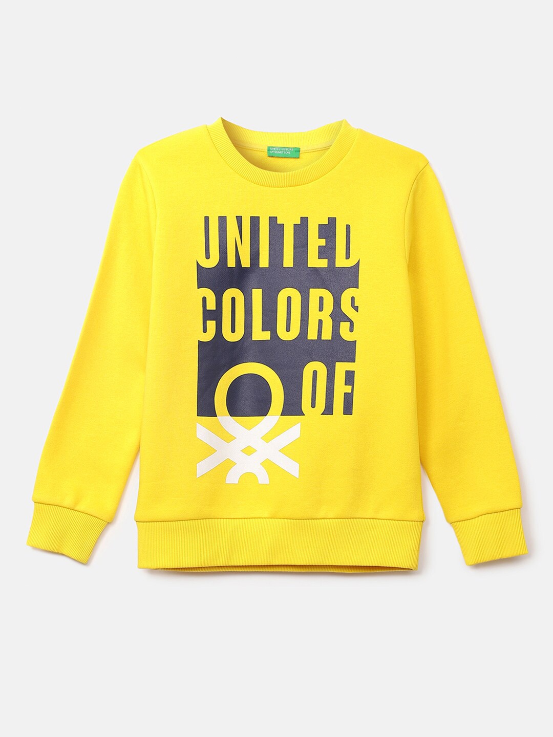 

United Colors of Benetton Boys Yellow Printed Cotton Sweatshirt