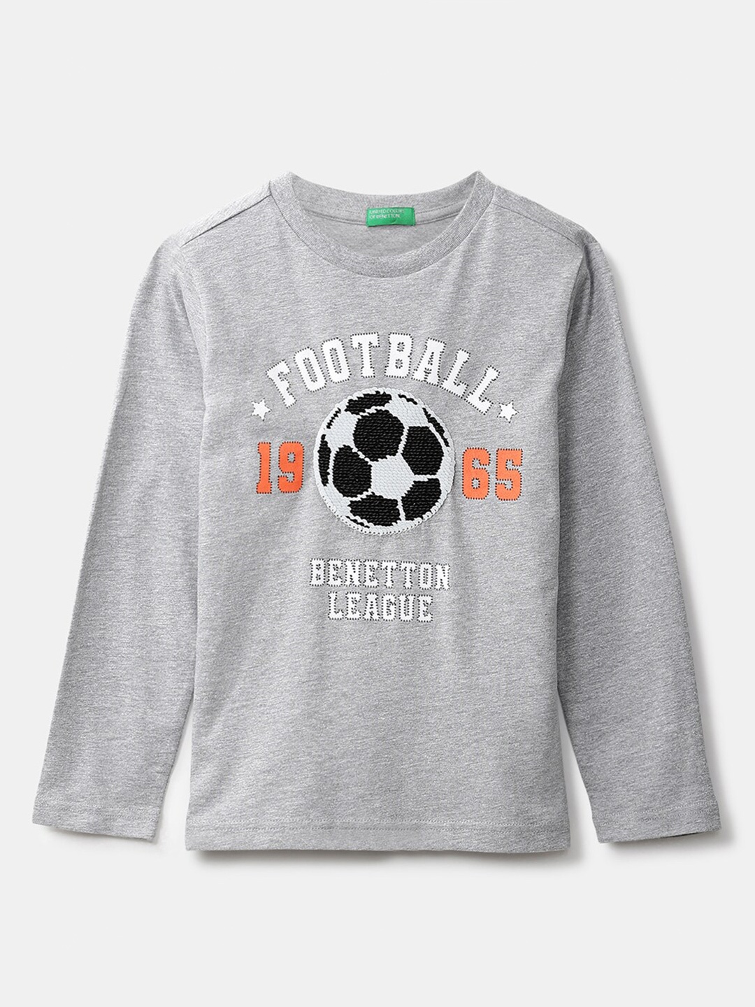 

United Colors of Benetton Boys Grey Printed T-shirt
