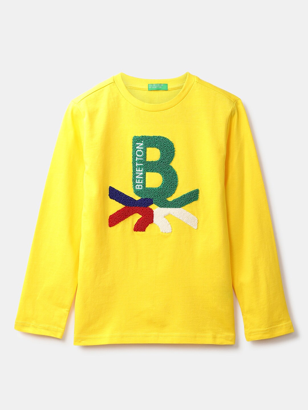 

United Colors of Benetton Boys Yellow & Green Applique T-shirt