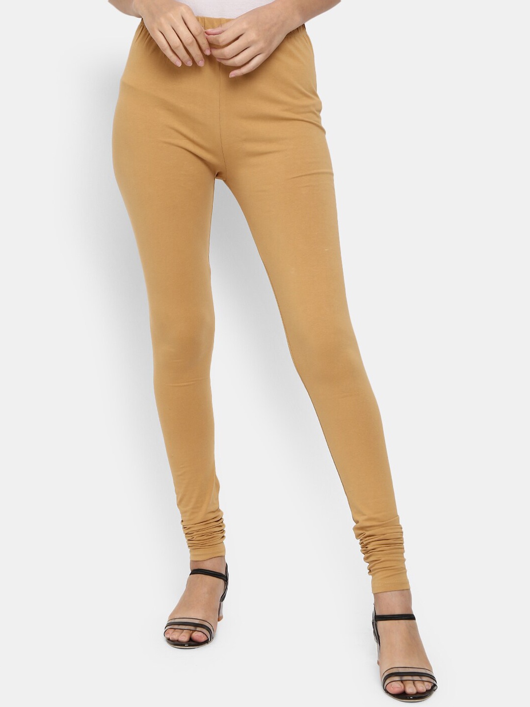 

V-Mart Women Beige Solid Churidar Length Leggings