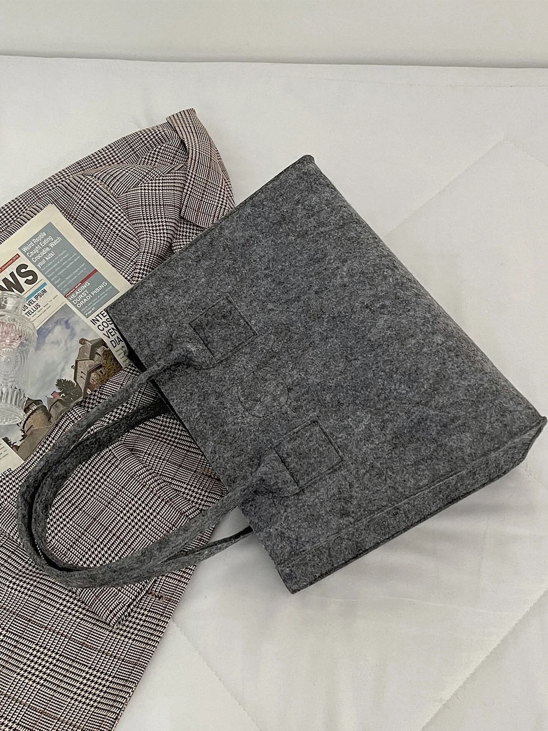 

MARKET99 Grey Capacity Felt Bag Desk Organiser