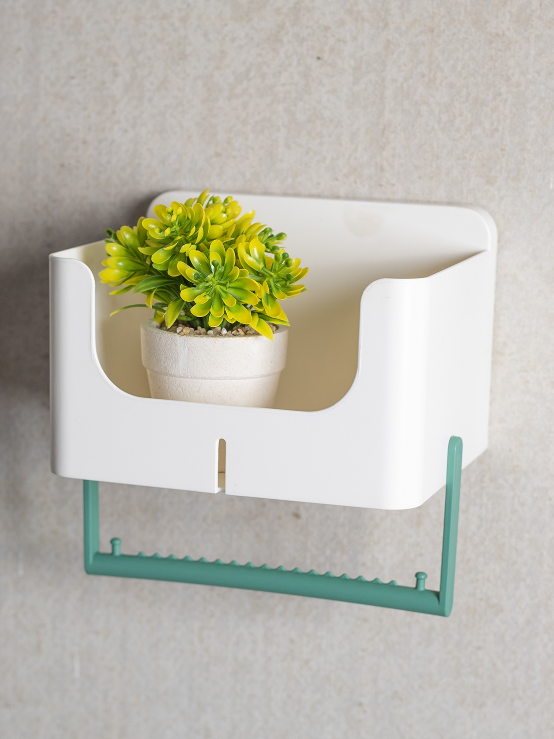 

MARKET99 White Solid Bathroom Storage Rack Organisers With Towel Bar