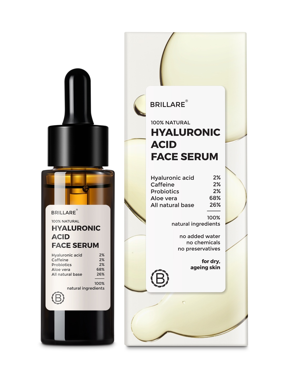 

BRILLARE Hyaluronic Acid Face Serum For Dry & Ageing Skin - 30 ml, Brown