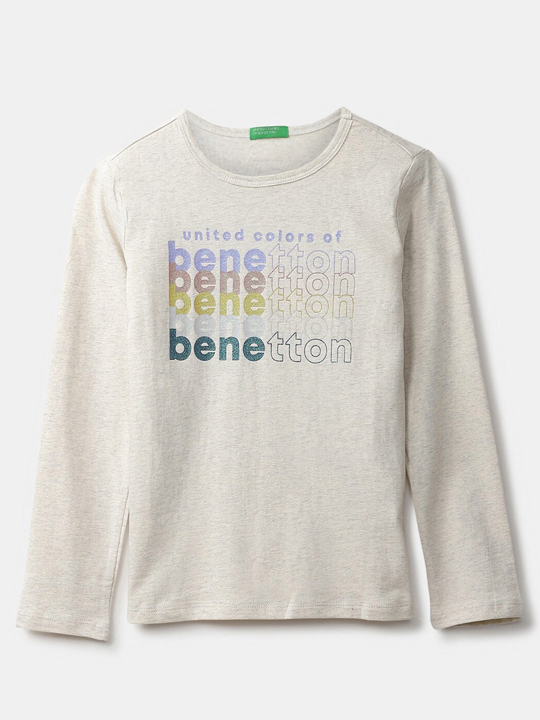 

United Colors of Benetton Girls Off White Printed Pure Cotton Top