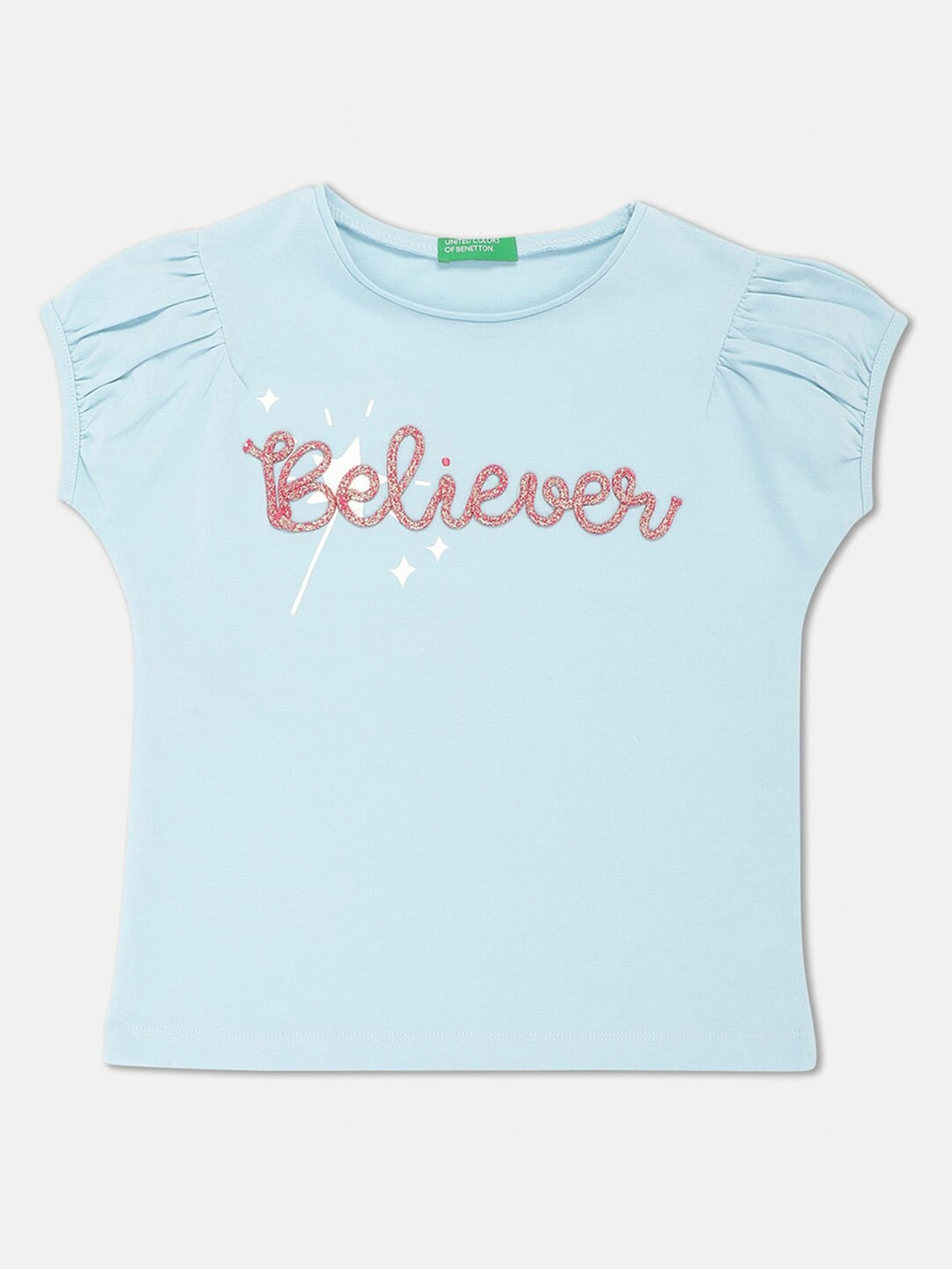 

United Colors of Benetton Girls Blue Applique Pure Cotton Top