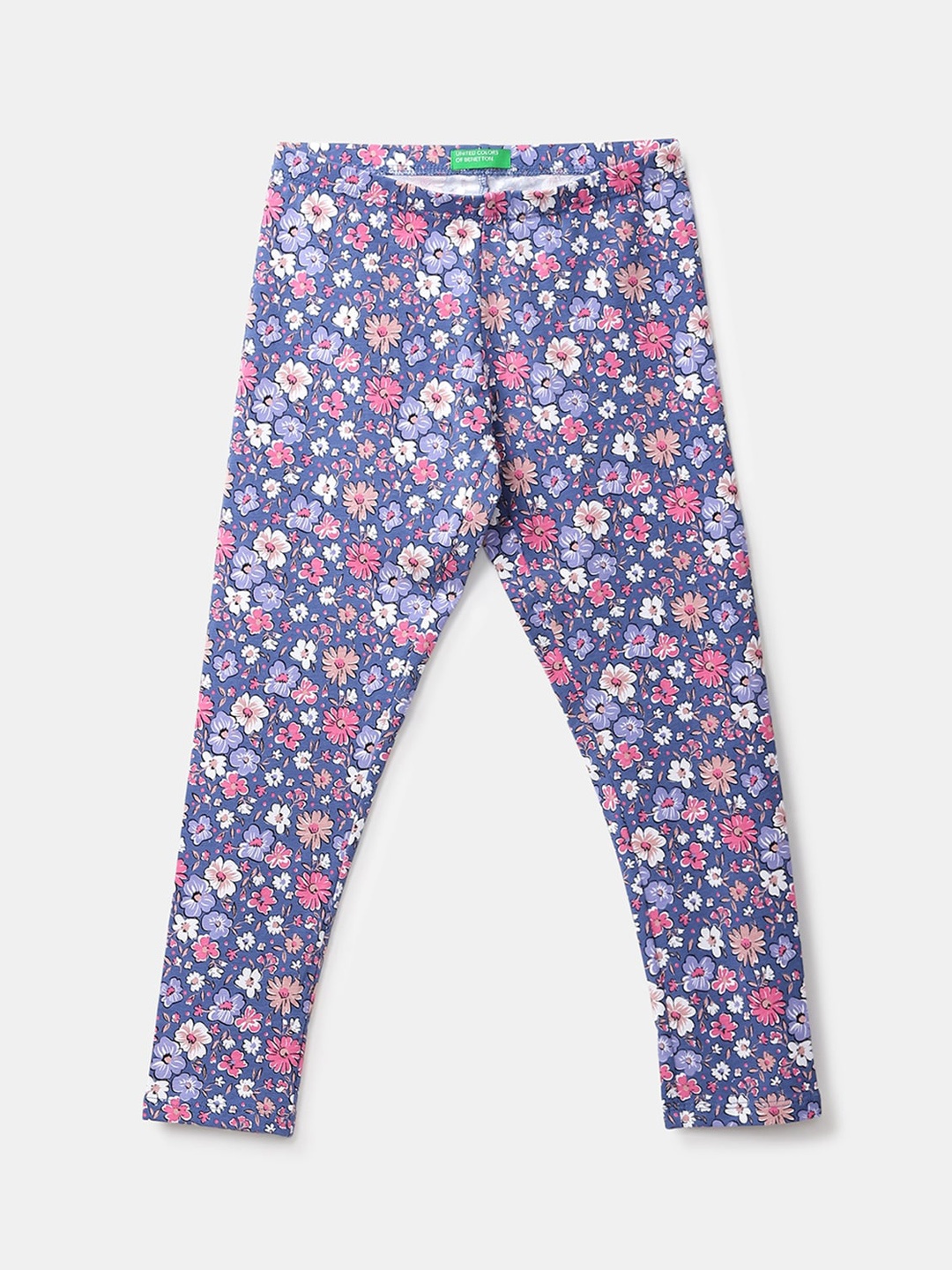 

United Colors of Benetton Kids Girls Blue Printed Cotton Leggings