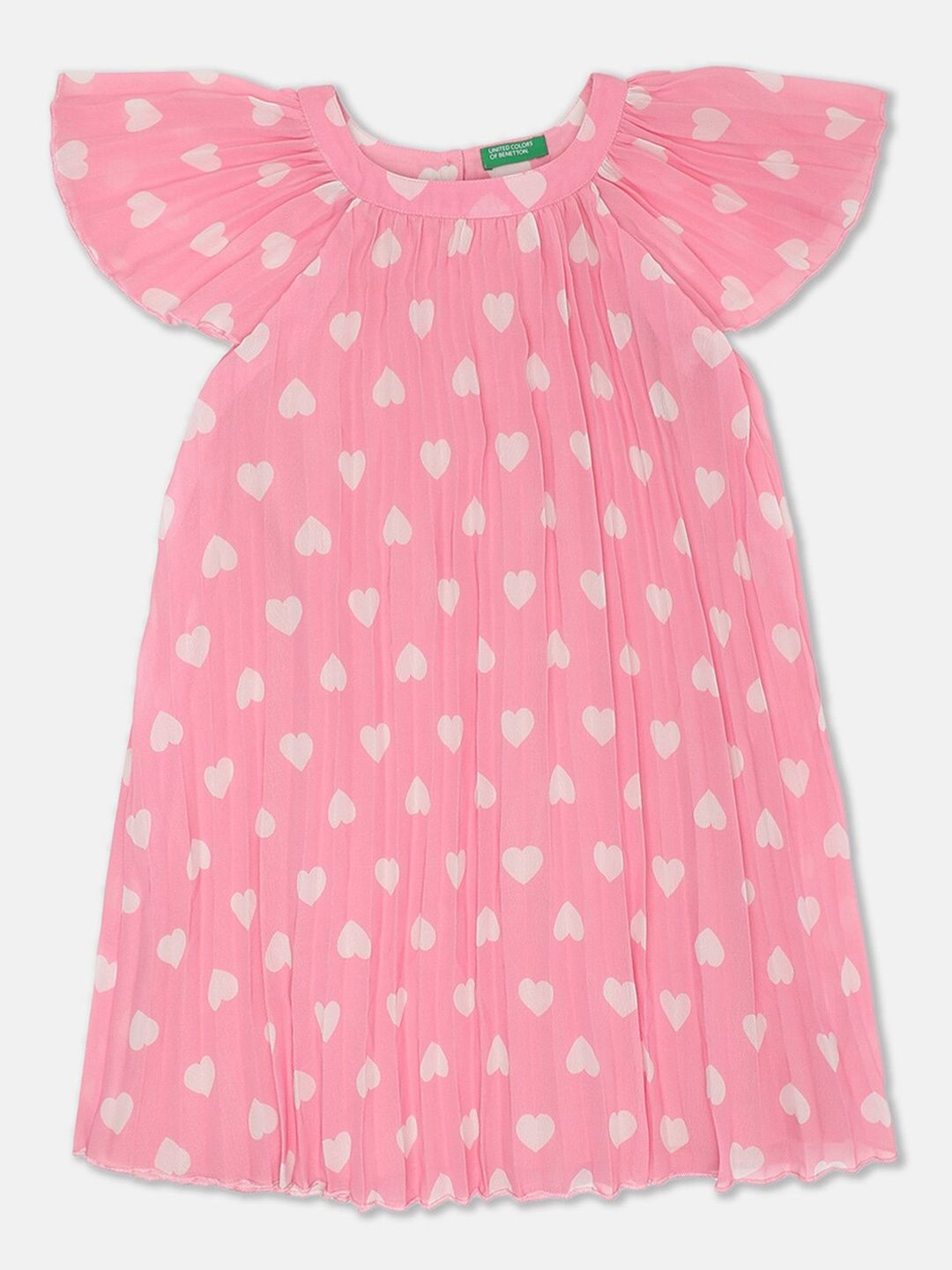 

United Colors of Benetton Girls Pink & White Printed A-Line Dress