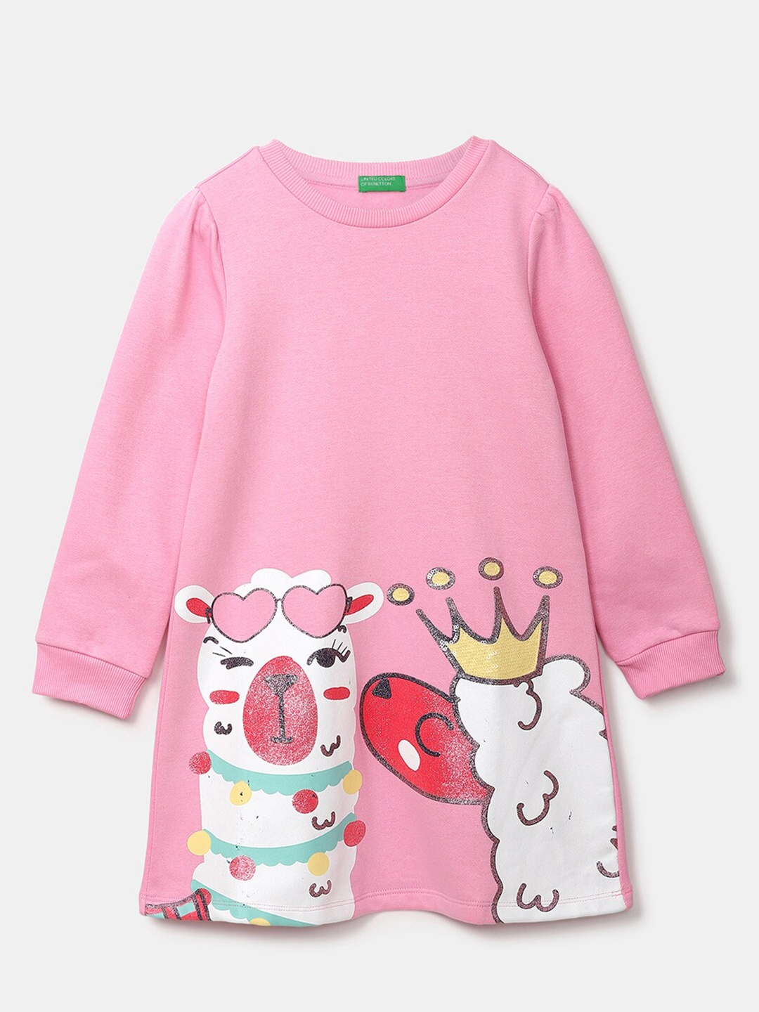 

United Colors of Benetton Girls Pink T-shirt Cotton Dress