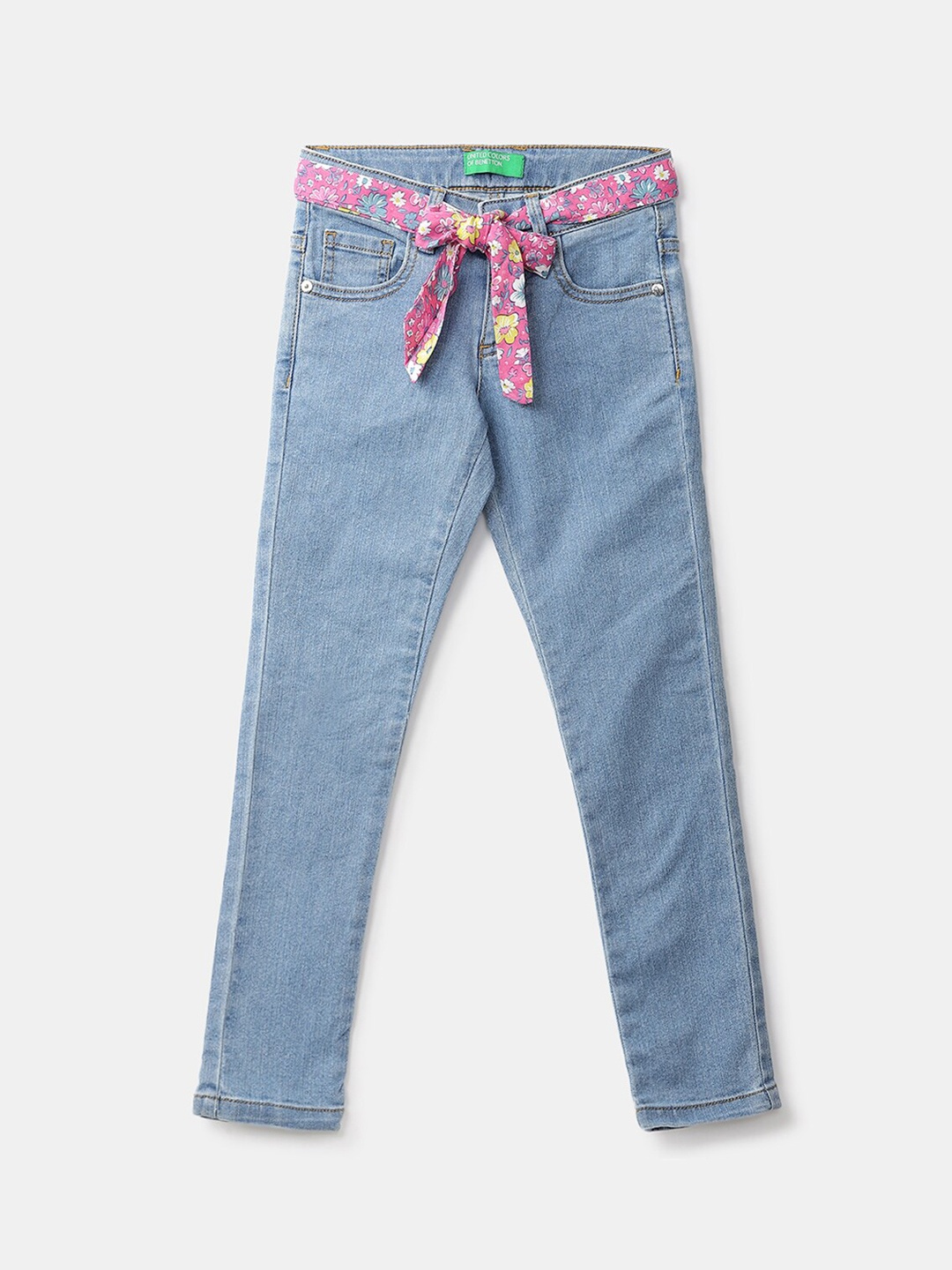 

United Colors of Benetton Girls Blue Slim Fit Cotton Jeans