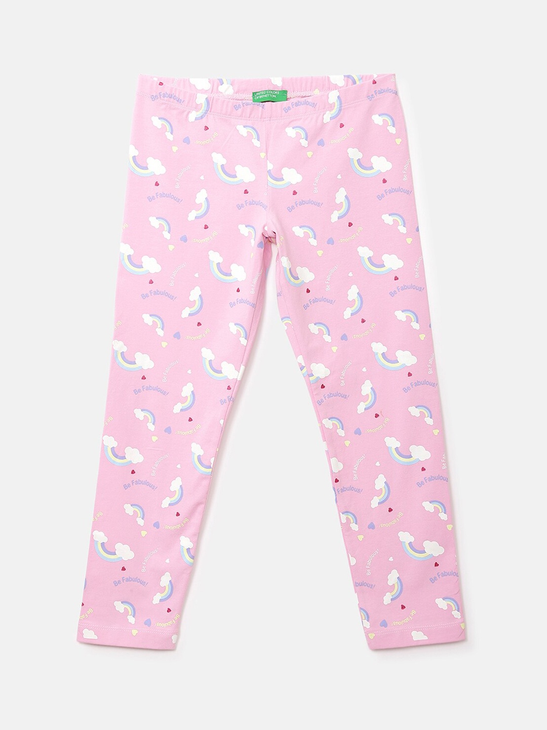 

United Colors of Benetton Girls Pink Printed Cotton Ankle Length Leggings