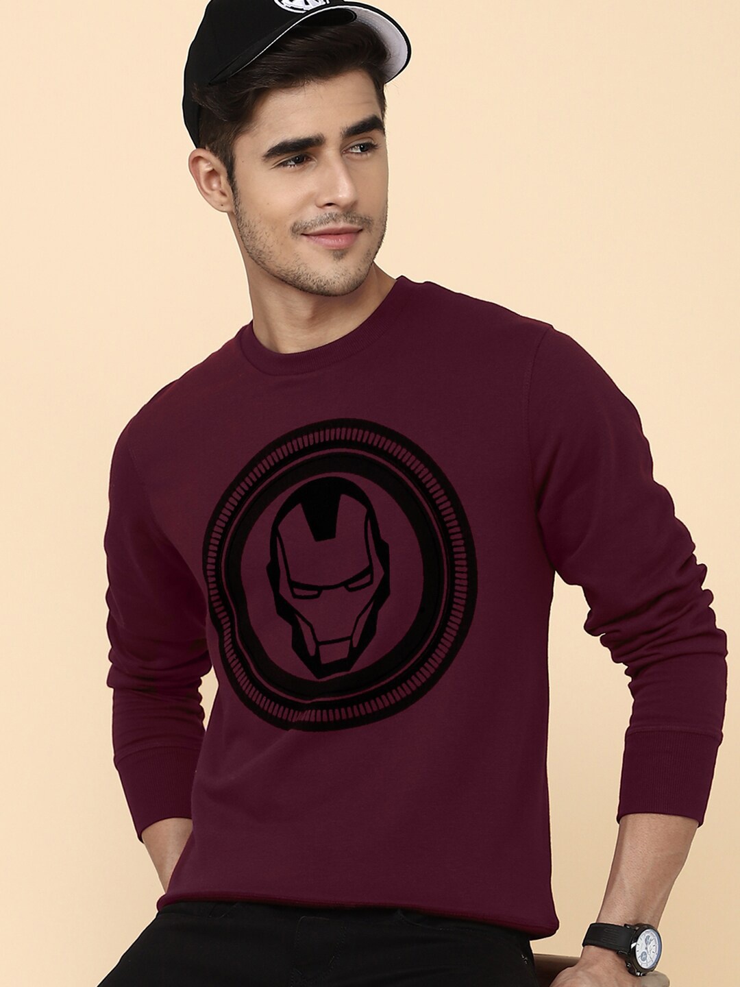 

Free Authority Men Burgundy Iron Man Printed Sweatshirt