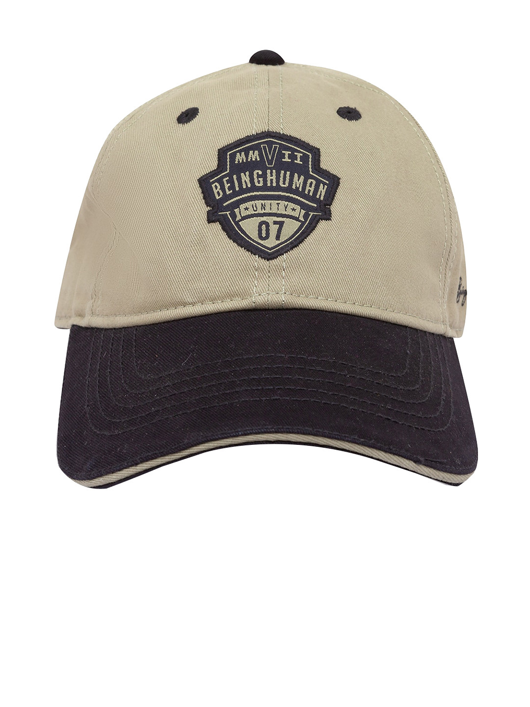 

Being Human Men Beige & Black Embroidered Cotton Baseball Cap