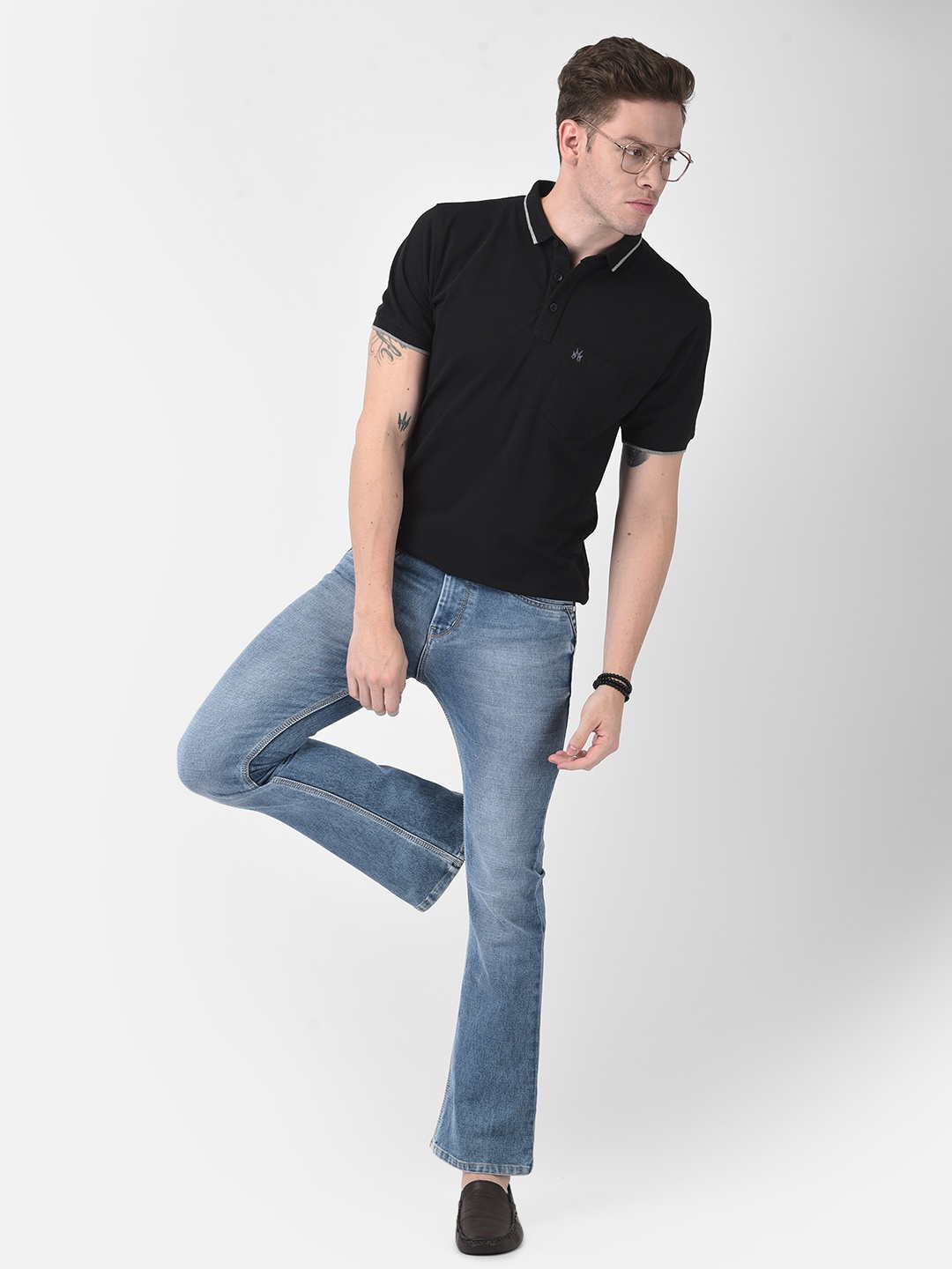 

Crimsoune Club Men Black Polo Collar Slim Fit T-shirt
