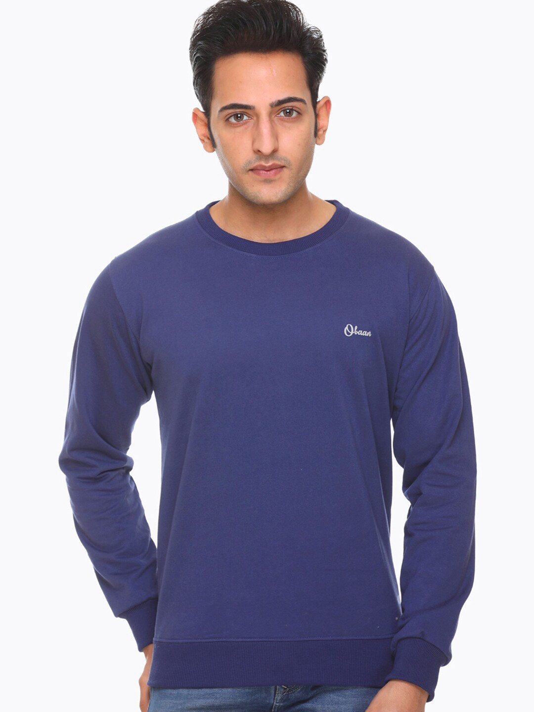 

Obaan Men Blue Solid Sweatshirt