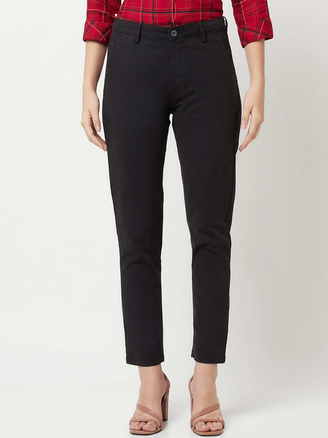 

Crimsoune Club Women Black Cotton Urban Slim Fit Trousers