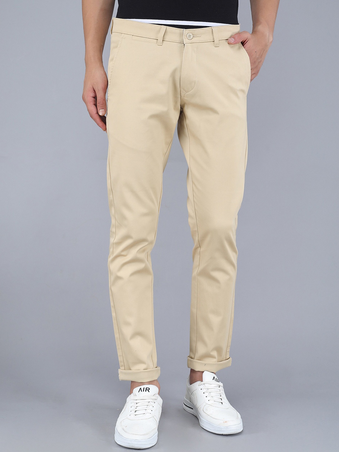 

TQS Men Beige Pure Cotton Trousers