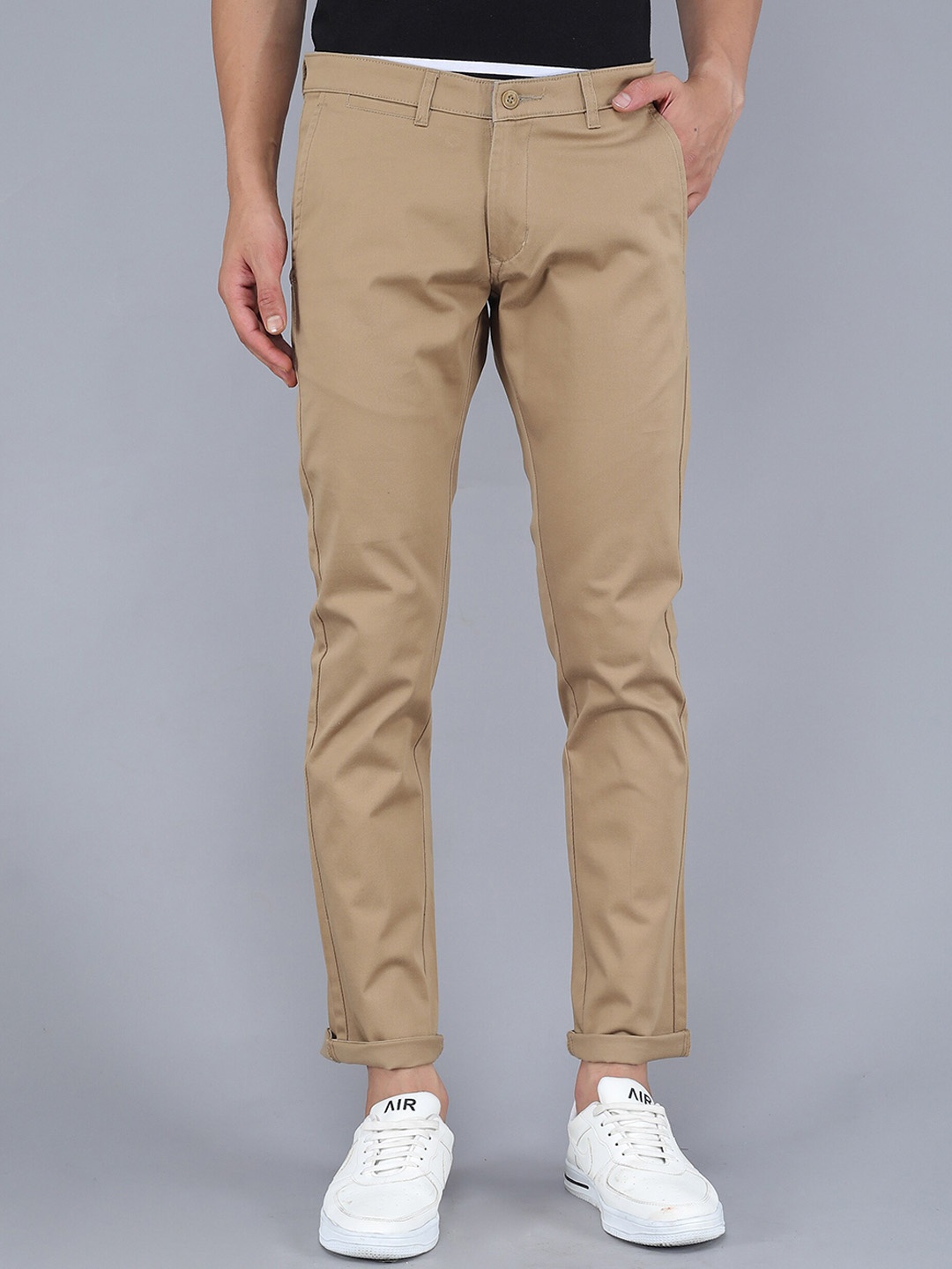 

TQS Men Khaki Regular Fit Chinos Trousers