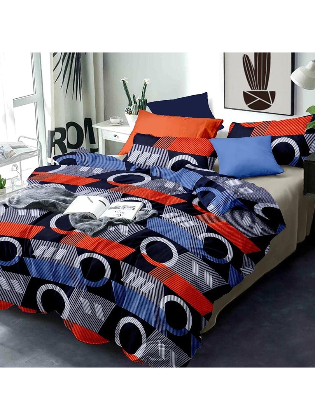 

Sasimo Black And Red 150 GSM Geometric Print Reversible Microfiber Single Bed Comforter