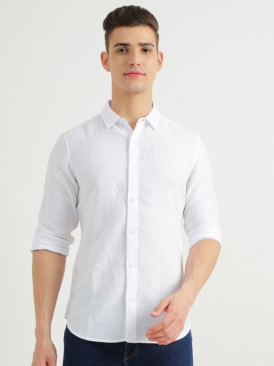 

United Colors of Benetton Men White Slim Fit Casual Shirt