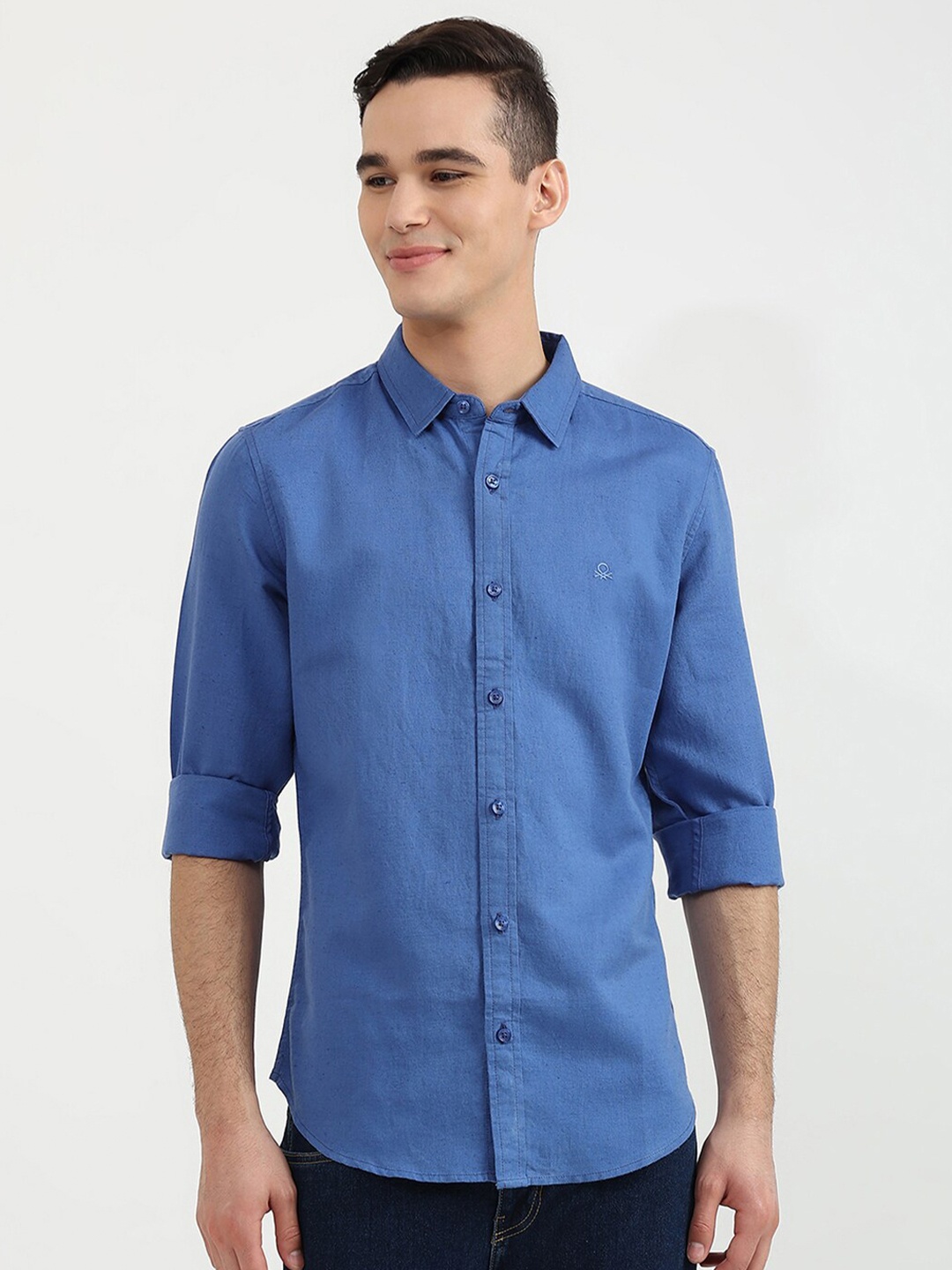 

United Colors of Benetton Men Blue Slim Fit Casual Shirt