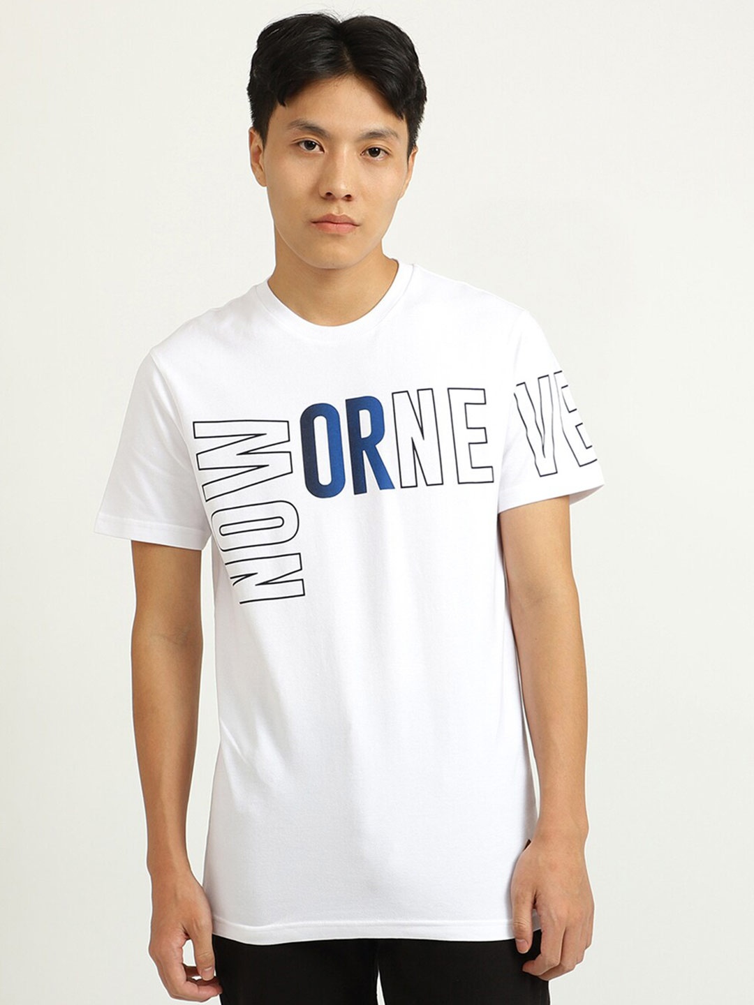 

United Colors of Benetton Men White Typography Printed T-shirt