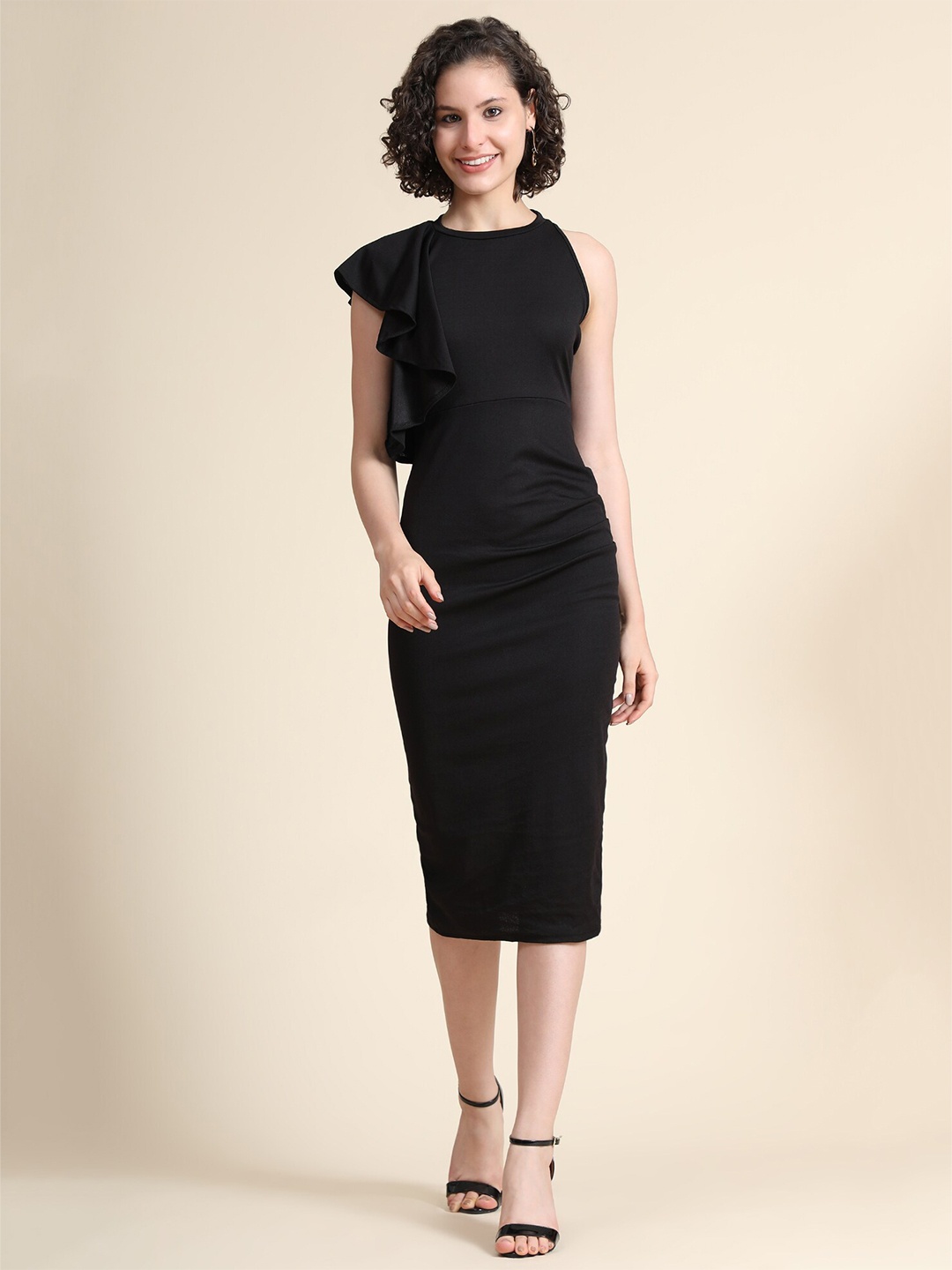 

WESTHOOD Women Black Sheath Midi Dress
