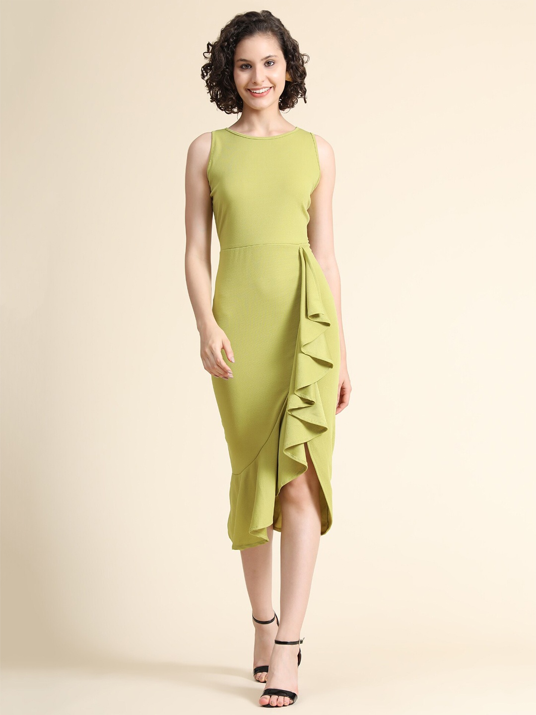 

WESTHOOD Green Sheath Midi Dress